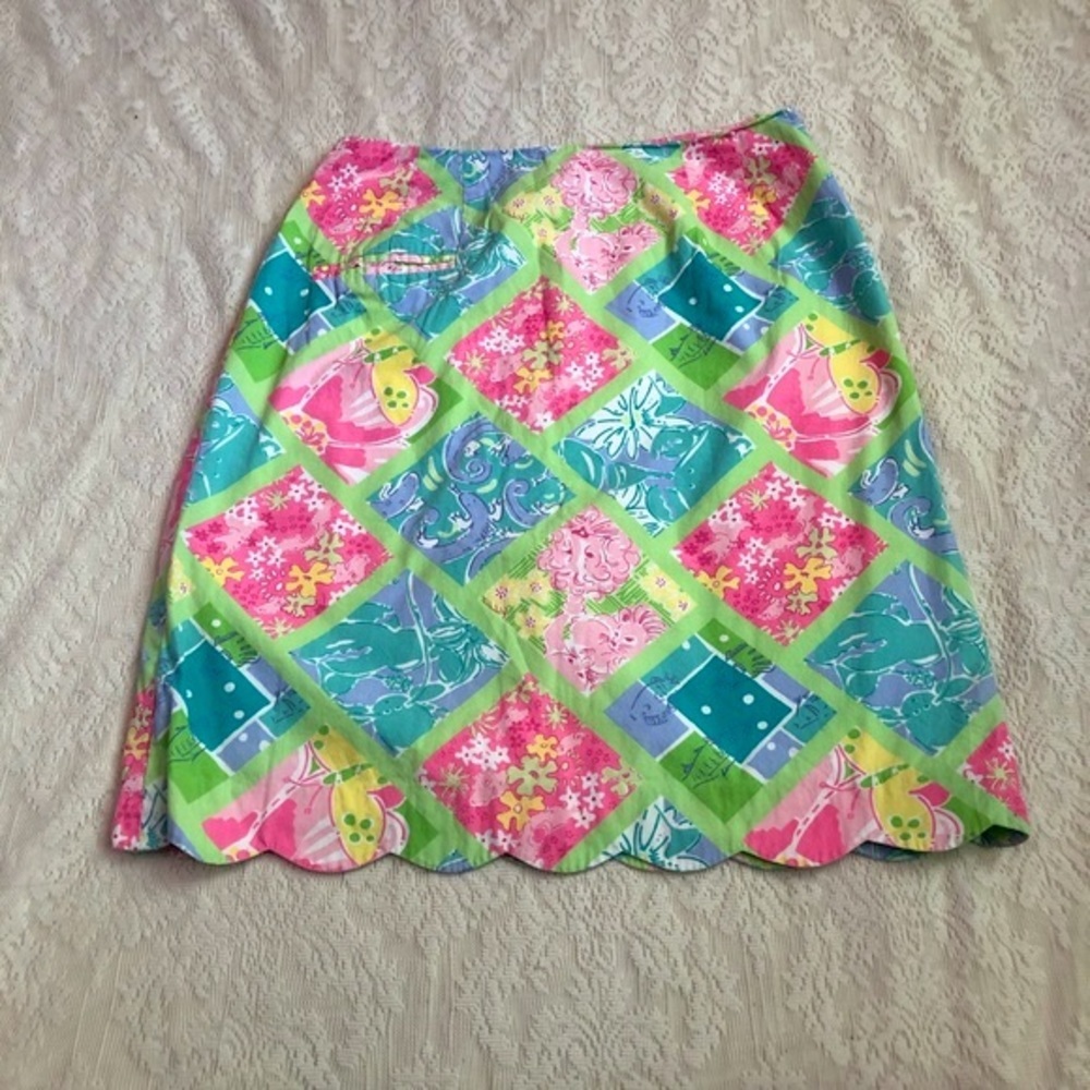 VTG Lilly Pulitzer Surf-n-Patch scalloped skirt